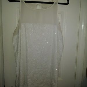 Lane Bryant Cream Tank with Sequins